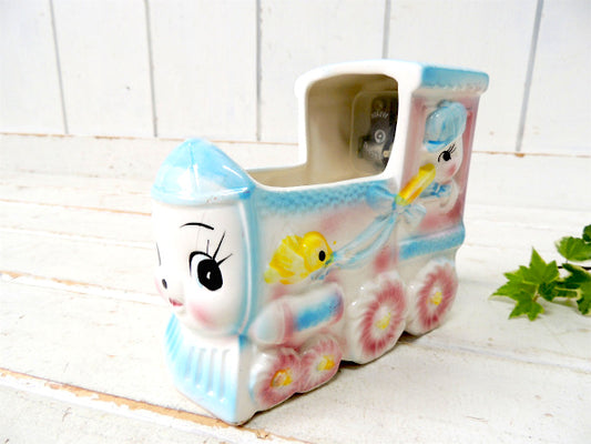 【RUBENS】汽車・オルゴール付き・陶器製・ヴィンテージ・ベビープランター・鉢・プランター・置物