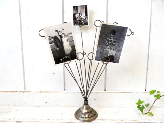 【USA・メタル製】ヴィンテージ・10本・ワイヤー・カードホルダー・フォトスタンド