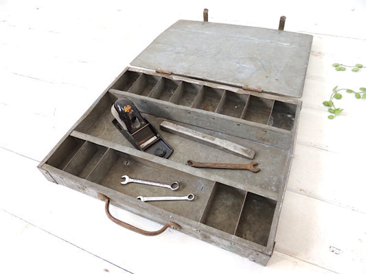 【PAKOBOX/工業系デザイン】メタル製・ビンテージ・ツールボックス/工具箱・ケース・ハンドル付き