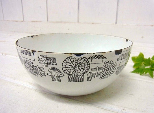 【FINEL/フィネル】フィンランド製・きのこ柄・ヴィンテージ・ホーローボウル(S)