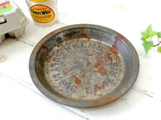 HELMS・1931s オリンピック・ベーカリー・ティン製・アンティーク・パイ皿・CALIF