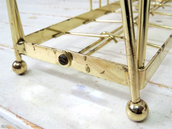 ミッドセンチュリー ゴールドトーン・開閉式・ヴィンテージ・マガジンラック・レコードスタンド USA