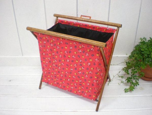 木製×花柄ファブリック ヴィンテージ・マガジンラック USA