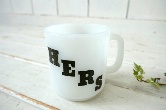 【グラスベイク】HERS・彼女・ミルクガラス・ヴィンテージ・マグカップ・食器・コレクティブル USA