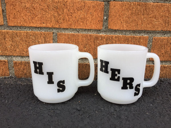 【グラスベイク】HERS・彼女・ミルクガラス・ヴィンテージ・マグカップ・食器・コレクティブル USA