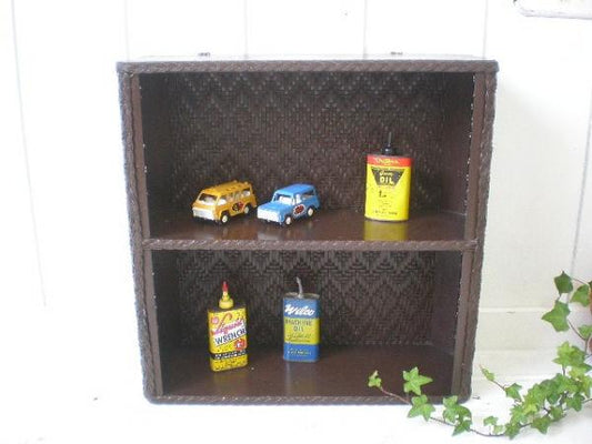 ブラウンのアンティーク・ウィッカーシェルフ/飾り棚/茶色 USA