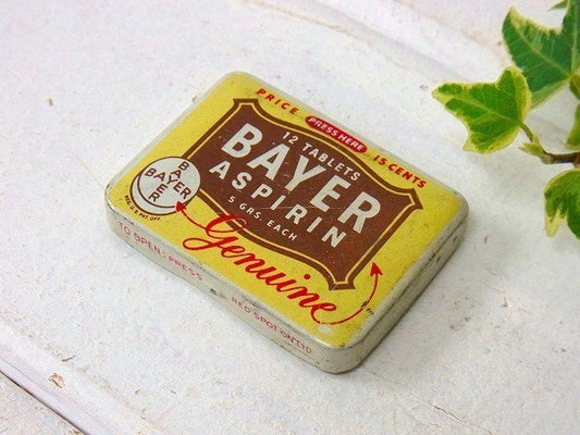 BAYER 薬の小さな ヴィンテージ ティン缶 タブレット缶 USA