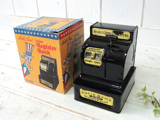 UNCLE SAM'S レジスター・ブリキ製・ヴィンテージ・コインバンク・貯金箱・おもちゃ・箱付