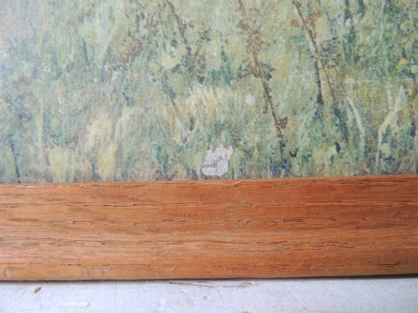 【風景画・犬・額縁】USA・ヴィンテージ・木製フレーム・壁飾り・アートフレーム