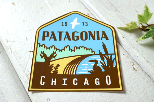 1973 patagonia・パタゴニア・シカゴ・限定 ステッカー USA 鹿 町並み カラフル