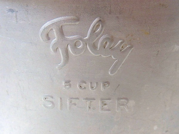 【Foley】アルミ製・アンティーク・フラワーシフター/粉ふるい/刻印　USA