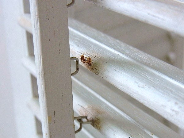 白色の木製・アンティーク・ルーバー/ヴォレー/シャッター/建具 USA