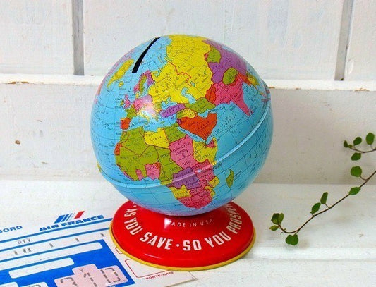 【オハイオアート社】地球儀・ヴィンテージ・コインバンク/貯金箱 USA