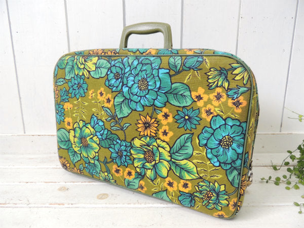 【Bantam Travelware】レトロな花柄・鍵付き・ヴィンテージ・スーツケース/旅行カバン
