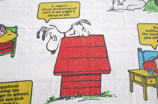 【スヌーピー】ピーナッツの仲間・ベッドタイム柄・70'ヴィンテージ・ユーズドシーツ(ボックスタイプ)