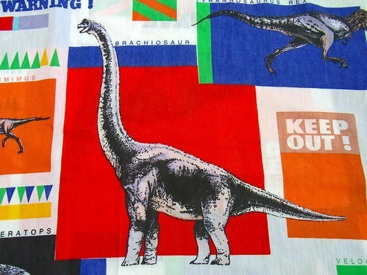 【ジュラシックパーク】恐竜柄・キャラクター生地・ユーズドシーツ(1/2) USA