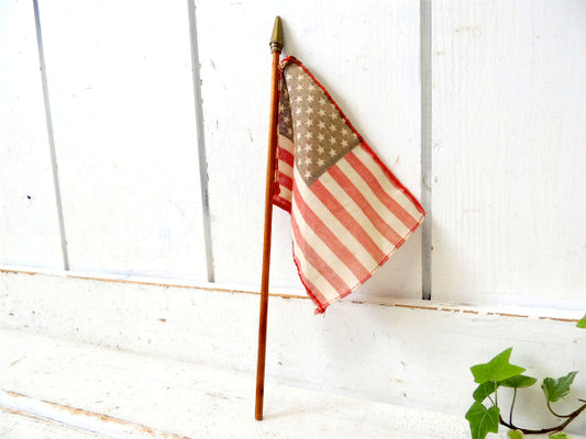 【アメリカンフラッグ・50州】USA星条旗・木製ポール付き・ヴィンテージ・旗・アメリカ合衆国・看板