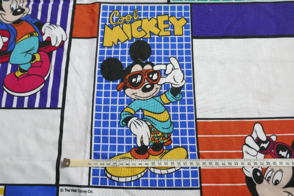 ミッキーマウス クールミッキー 80's ヴィンテージ USEDフラットシーツ 上半分 ハーフサイズ
