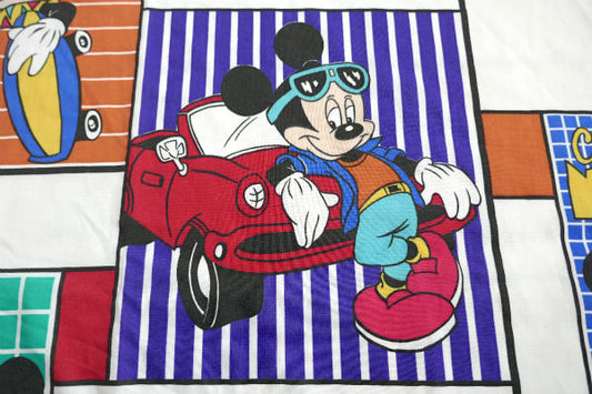 ミッキーマウス クールミッキー 80's ヴィンテージ USEDフラットシーツ 下半分 ハーフサイズ