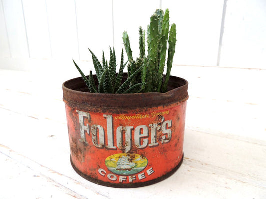 【フォルジャーズ】赤色・1959's・ブリキ製・ビンテージ・コーヒー缶/ティン缶/USA