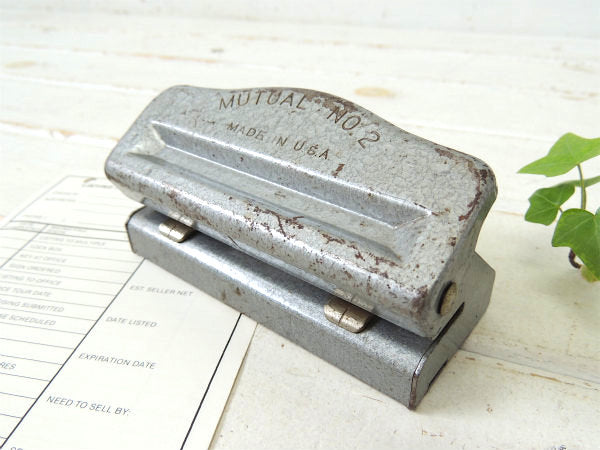 【MUTUAL・NO.2】2つ穴・50's・ヴィンテージ・ペーパーパンチ/穴あけ・USA・文房具