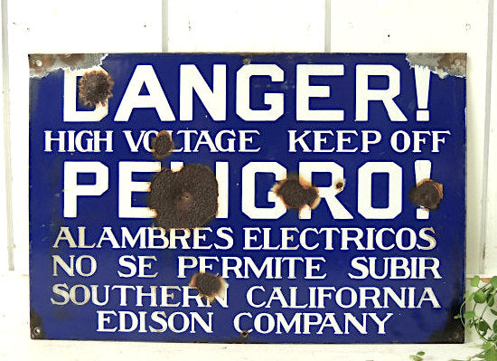 弾痕・DANGER! カリフォルニア・エジソン・カンパニー・看板 