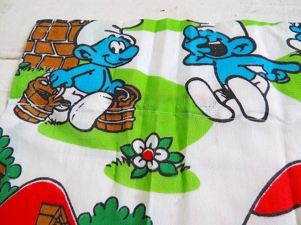 【スマーフ】SMURF・グリーンビレッジ柄・ヴィンテージ・カーテン/生地 USA