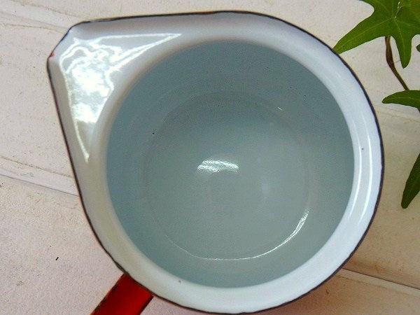 オレンジ色・アンティーク・ホーローバターメルター/片手なべ USA