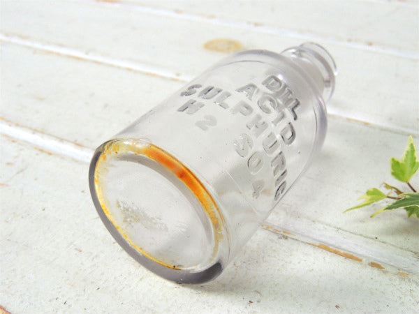 OLD エンボス 気泡入り アンティーク ガラス瓶 ガラスボトル メディスンボトル 薬瓶 透明