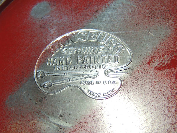 【ランズバーグ社】ハンドペイント・花柄・アンティーク・レッドキャニスター・3個/保存容器/フラワー