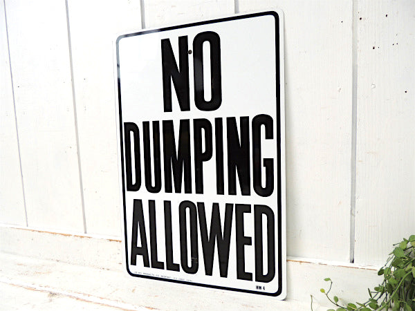 【NO DUMPING ALLOWED】スチール製・ヴィンテージ・道路標識サイン・看板・USA