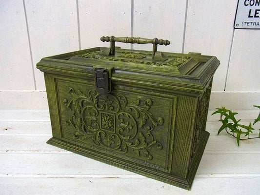 【Max Klein】オリーブグリーン色・70'sヴィンテージ・ソーイングボックス/裁縫箱 USA