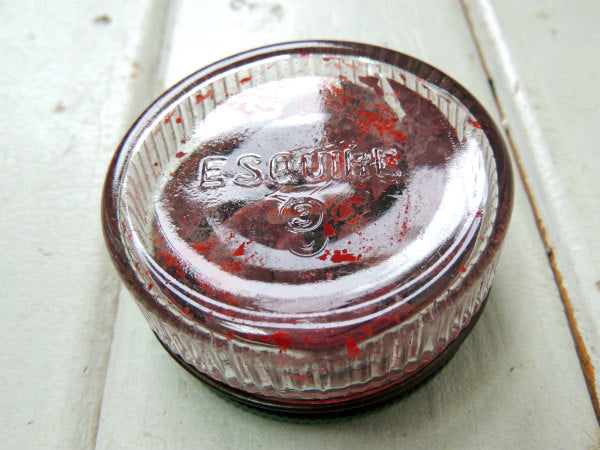 ESQUIRE・USA 革磨き・レザー クリーム・ヴィンテージ・ガラス・瓶・エンボス容器