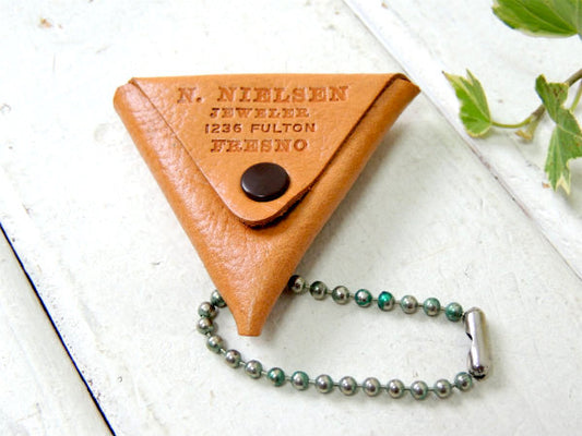 【USA・カリフォルニア】革製・デッドストック・ビンテージ・アドバタイジング・レザー・コインケース