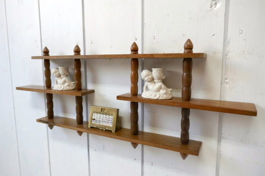 ミッドセンチュリー レトロ 木製 ビンテージ 飾り棚 ウォールシェルフ 3段 インテリア US