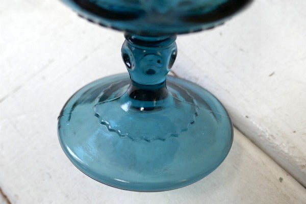 インディアナグラス  プレスガラス ブルー ヴィンテージ ゴブレット グラス ミッドセンチュリー