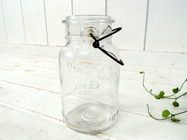 Presto GLASS 1930's・アンティーク・ワイヤー式・ガラスジャー・ガラス瓶・花瓶
