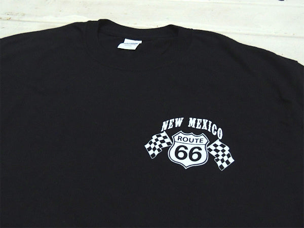 ルート66 USA セレクト・チェッカーフラッグ・Tシャツ・ブラック・Mサイズ ホットロッド