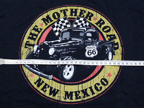 ルート66 USA セレクト・チェッカーフラッグ・Tシャツ・ブラック・Mサイズ ホットロッド