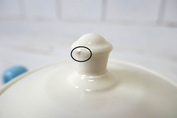 レトロ 水色 ブラウンライン セラミック ヴィンテージ シュガー&クリーマー 食器 コーヒー USA