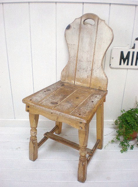 白いペンキの剥げた木製アンティーク・チェア/木製椅子 USA