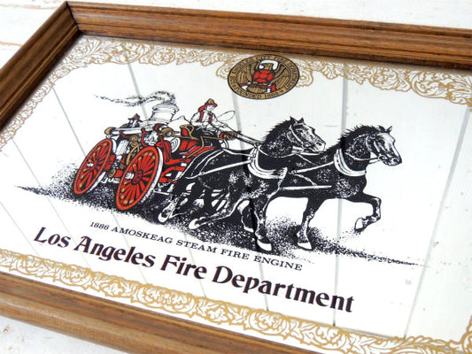 ロサンゼルス・消防署・LA 1886・消防車・パブミラー・アドバタイジング・看板・ヴィンテージ