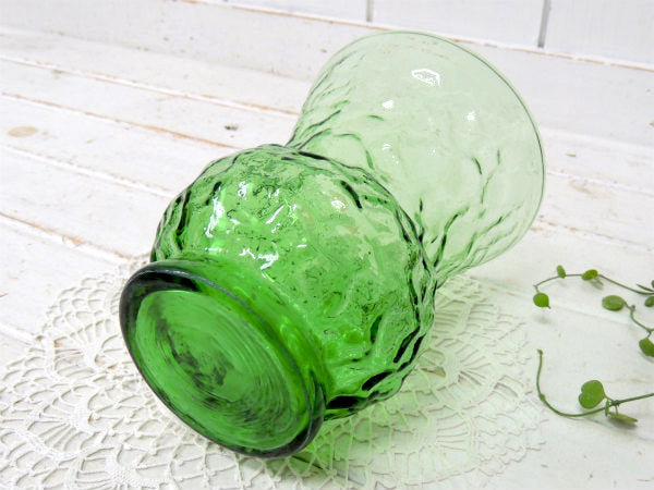 ミッドセンチュリー アボカドグリーン・USA ガラス・ヴィンテージ・フラワーベース・花瓶