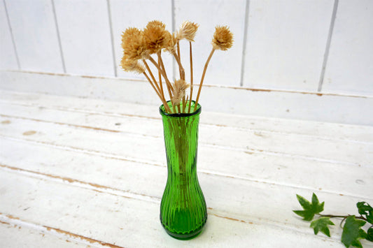 USA グリーン ガラス ヴィンテージ フラワーベース 一輪挿し 花瓶・インテリア空間 ウエディング