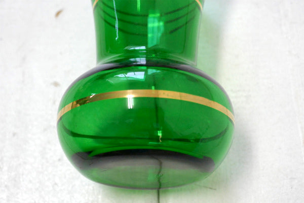 エメラルドグリーン×ゴールド USA・ガラス・ヴィンテージ・フラワーベース 花瓶