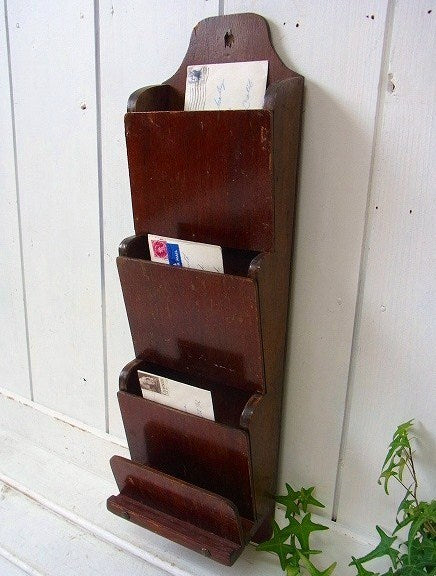 木製・アンティーク・レターラック/レターホルダー USA