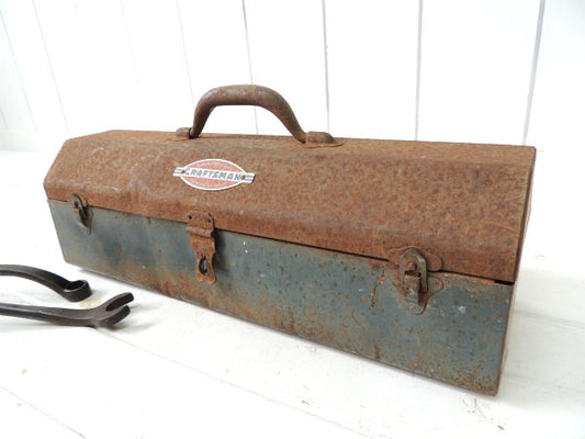 【クラフトマン】ガンメタリック色・メタル製・ヴィンテージ・ツールボックス/工具箱