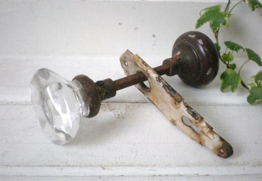 USA・真鍮製×ガラス製・アンティーク・ドアノブ・建材/DIY