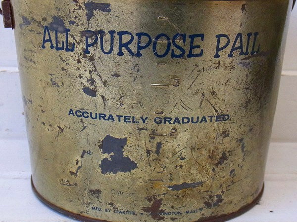 【LEAKTITE】ブリキ製・目盛り入り・ヴィンテージ・バケツ/ペンキ容器 USA