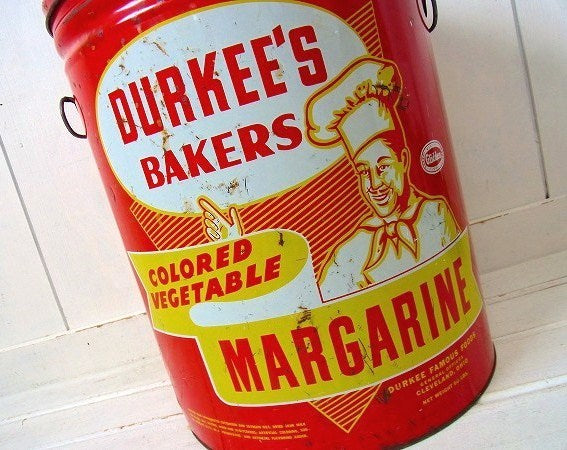 【DURKEE'S】マーガリンの大きなヴィンテージ・ブリキ缶/ティン缶 USA